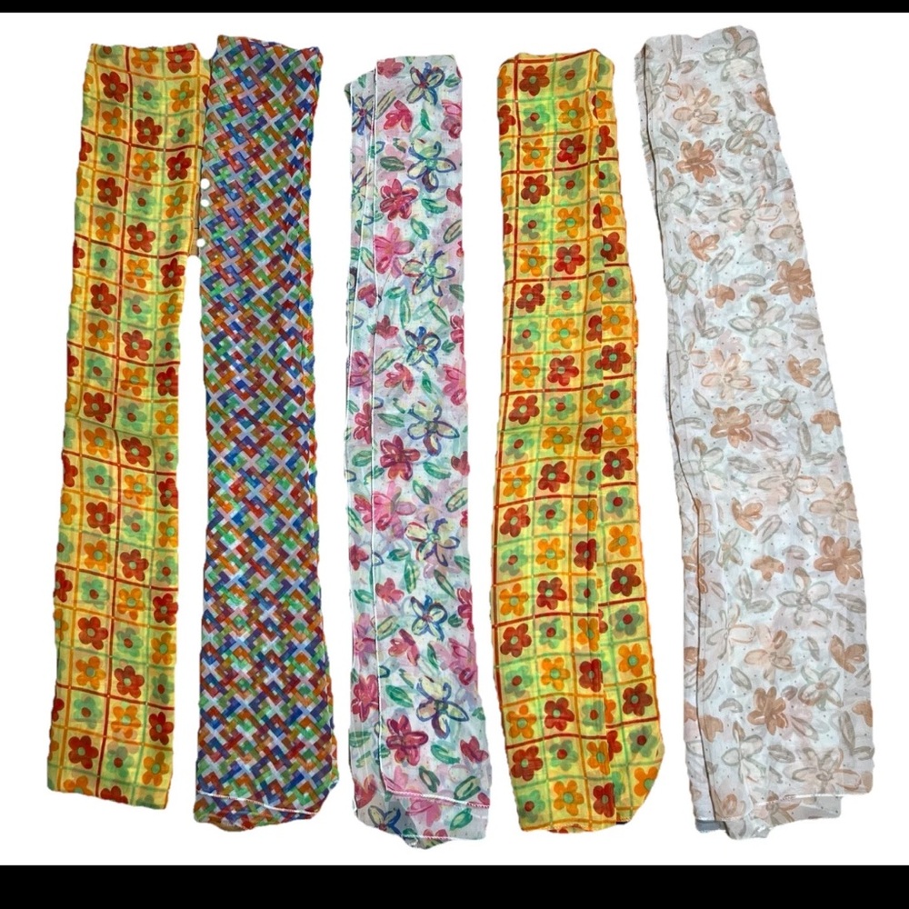 Silk Feel Lightweight Neck/Head Scarf Accessory W/Floral, Boho Prints|18"x 64"